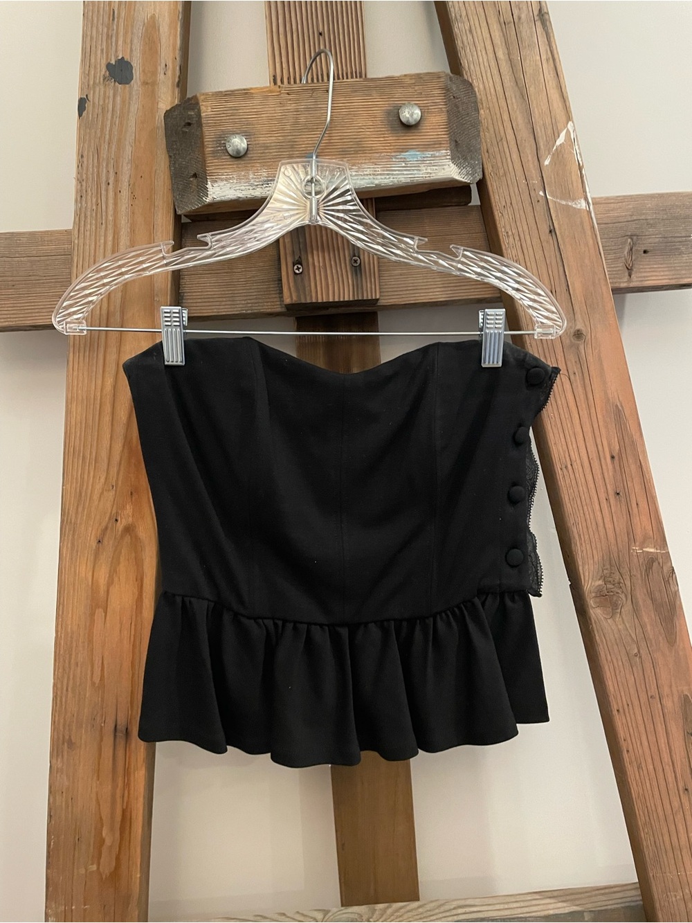 Club Monaco Black Strapless Peplum Bustier